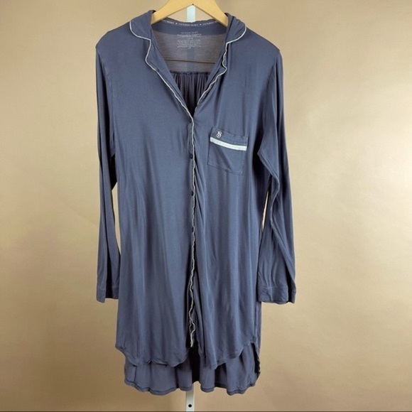Vintage Victoria’s Secret Large Long Sleeve Longline Collared Nightgown Preppy - Picture 1 of 6